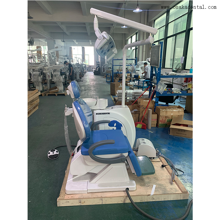 Dental chair with separated moving cart with nice quality dental handpiece and dental air compressor