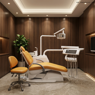High class dental chair unit with touch screen instrument tray