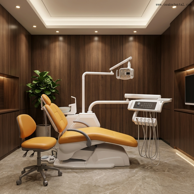 High class dental chair unit with touch screen instrument tray