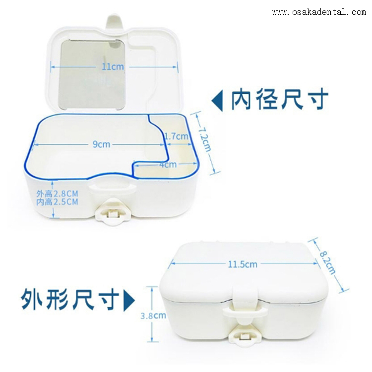 Denture Box with Mirror And Tooth Brushes
