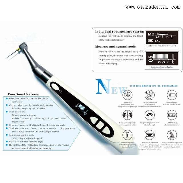 Wireless Dental Endomotor with Apex Locator