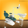 Green color dental chair with soft leather seat