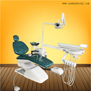 Green color dental chair with soft leather seat