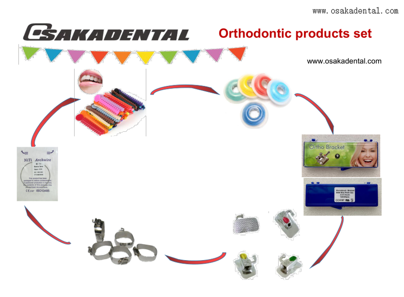 Power Chain Ligature Tie Niti Archwire Molar Bands Buccal Tube Orthodontic Brackets Set
