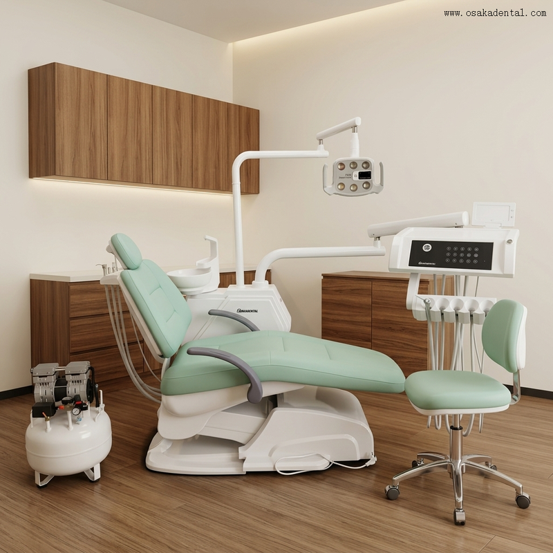 High class dental chair unit with touch screen instrument tray
