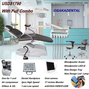 Dental Chair Set with Handpiece Oral Camera Air Compressor Scaler Curing Light