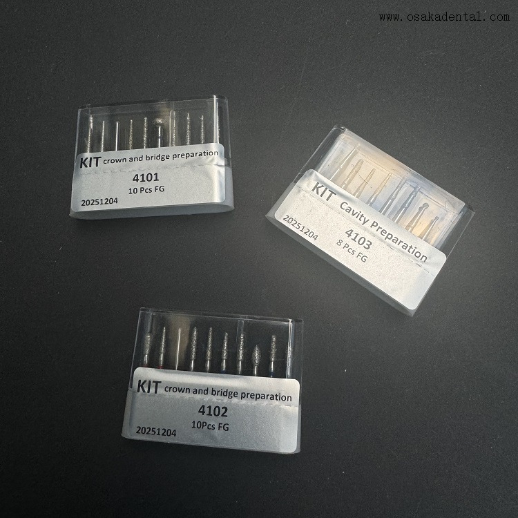 Dental FG Diamond Bur Kits Crown & Bridge Prep. for Anterior OSA-4101-4102-4103