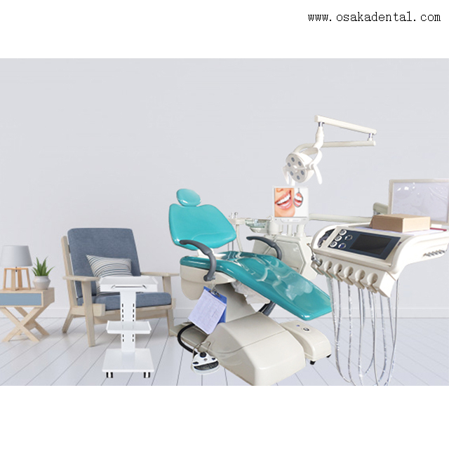 Dental Chair with Touch Screen Instrument Tray Blue Color
