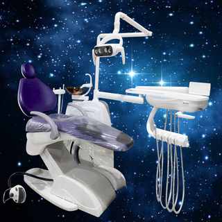 Dark blue color dental chair and LED lamp