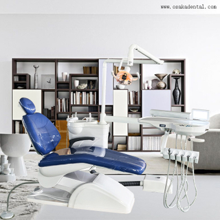 Dental chair with nice blue color and soft leather