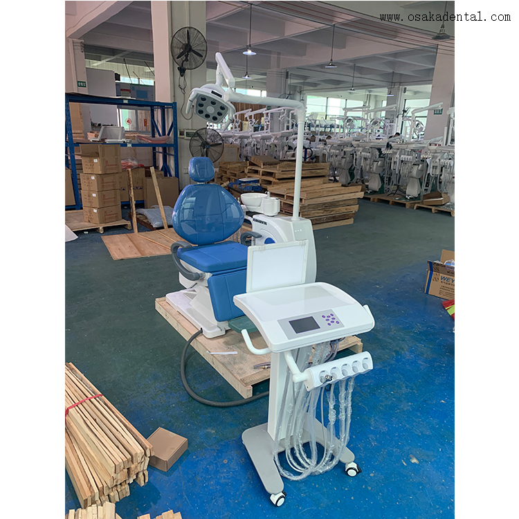 Dental chair with separated moving cart with nice quality dental handpiece and dental air compressor