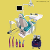 High class dental chair with strong arm with down mounted tray and dental handpiece