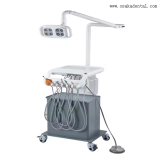 Portable dental unit with compressor and with 8 bulbs LED lamp