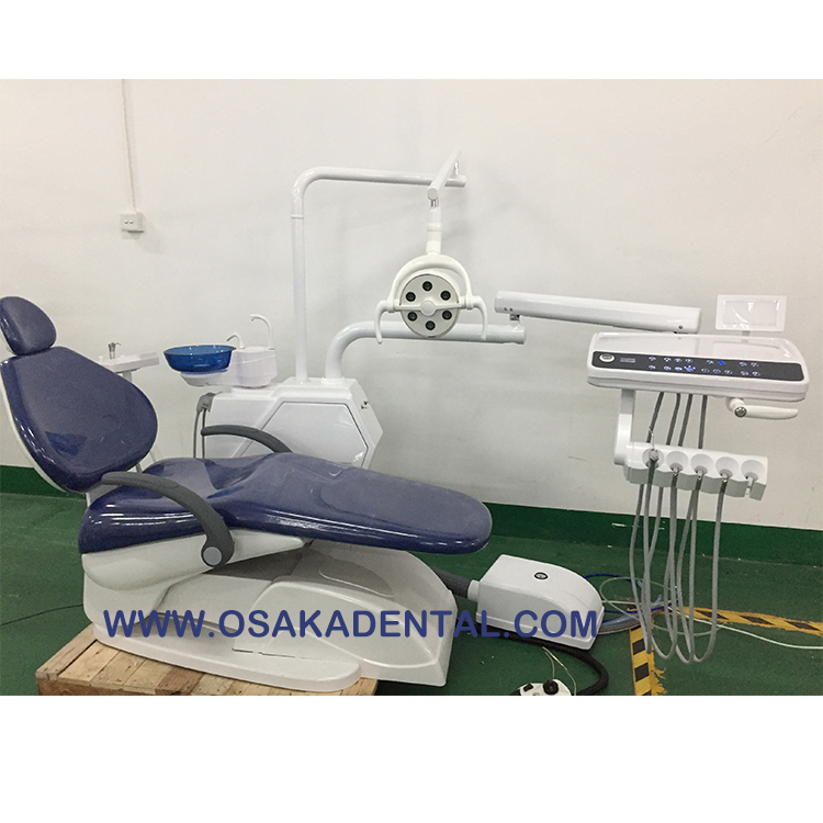 Dental Chair with LED light in cabinet, more convinient for checking machine, high level dental chair with 9 momeries