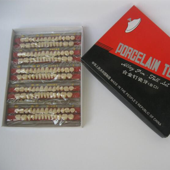 Acrylic Porcelain Detnal Teeth with Alloy Pin Full Set 3 sets