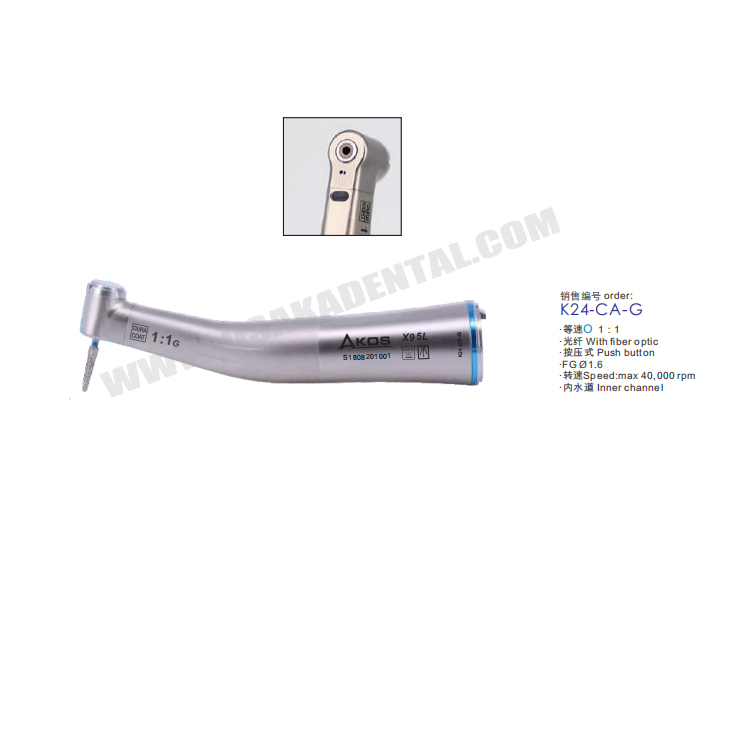 Dental reduction contra angle 1:1 Inner Channel