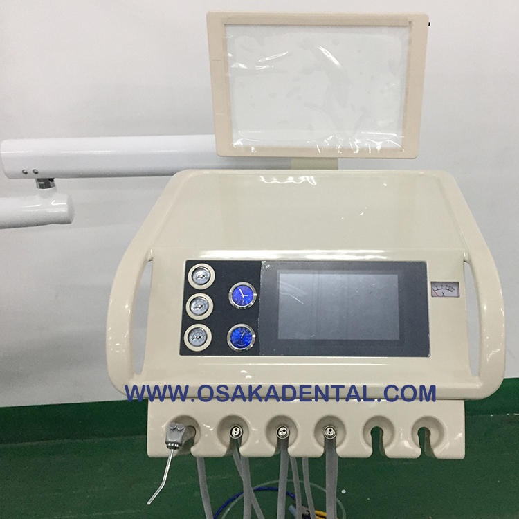 Luxury Dental Chair with good tool tray with Panorama X-film viewer,9 momeries,6 LED light,Touch type instrument tray control