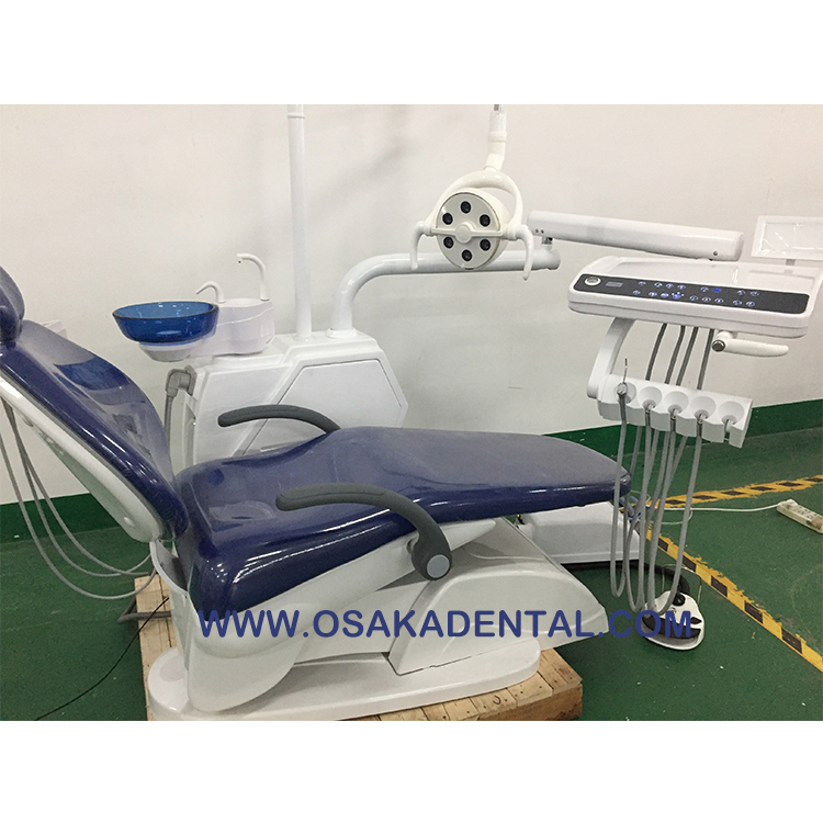 Dental Chair with LED light in cabinet, more convinient for checking machine, high level dental chair with 9 momeries