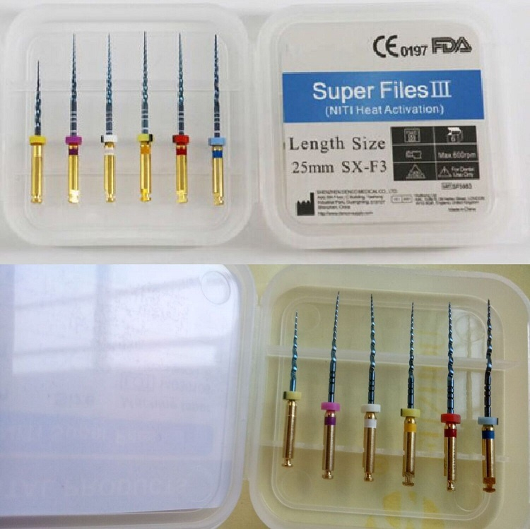 Neutral packing or Osaka packing Blue niti activation Protaper files