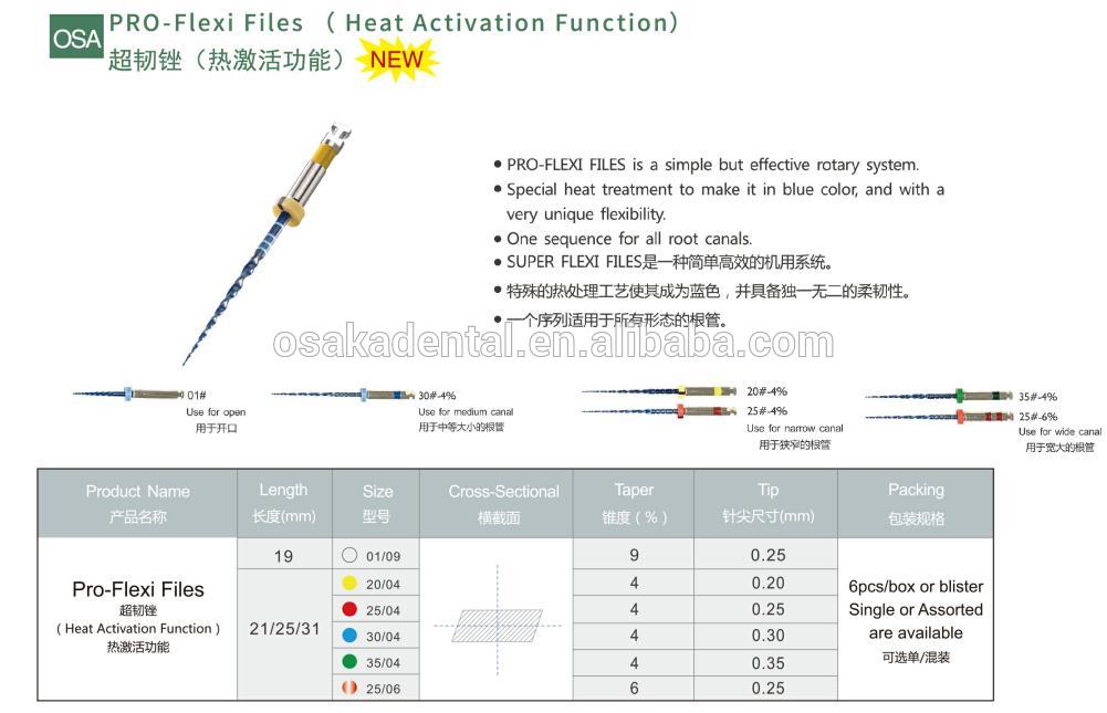 New Pro Flexi Dental Files with Heat Activation Function