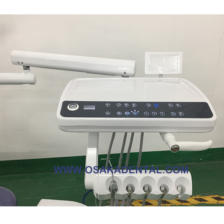 Dental Chair with LED light in cabinet, more convinient for checking machine, high level dental chair with 9 momeries