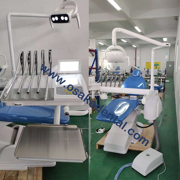 Dental chair with LED lamp with scaler and curing light with Top mounted