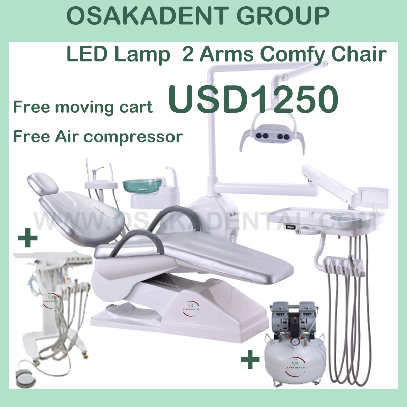 Dental chair with air compressor with curing trolly
