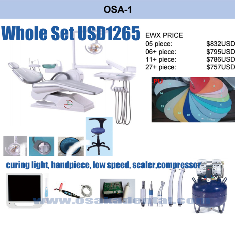 Dental Chair with Handpiece, Air compressor, Monitor, Camera, Scaler full set