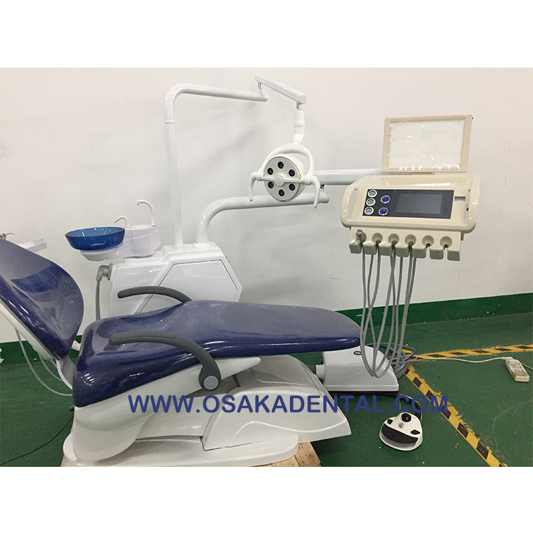 Luxury Dental Chair with good tool tray with Panorama X-film viewer,9 momeries,6 LED light,Touch type instrument tray control