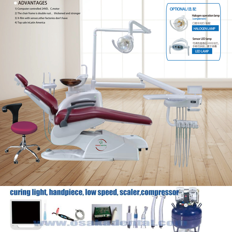 A Comfortable and Good Price Dental Unit and Dental Chair with Led Lamp or Halogen Lmp