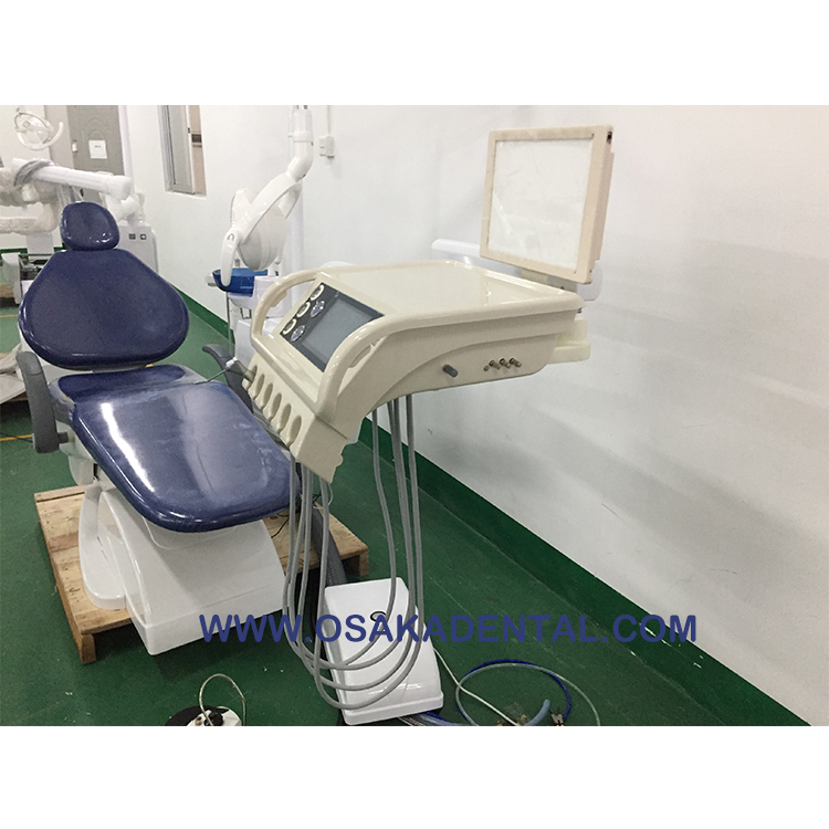 Luxury Dental Chair with good tool tray with Panorama X-film viewer,9 momeries,6 LED light,Touch type instrument tray control