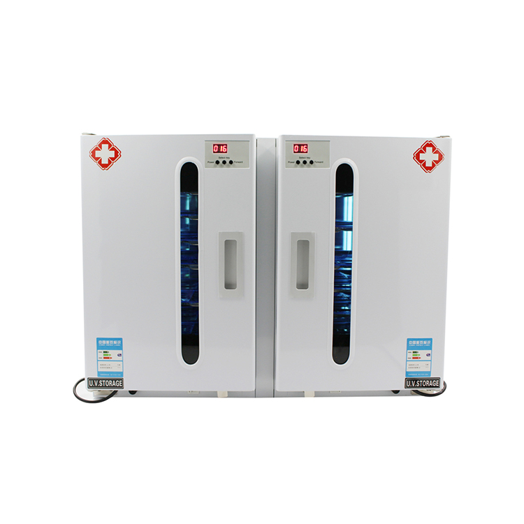 60L Two Door Dental Ultraviolet Sterilization Cabinet with Timing and Ozone with 20 Stainless Tray