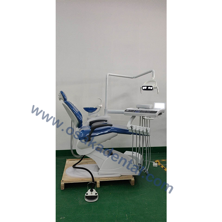 Dental chair with Touch button tray and Touch button assistant tray with LED lamp with scaler and curing light