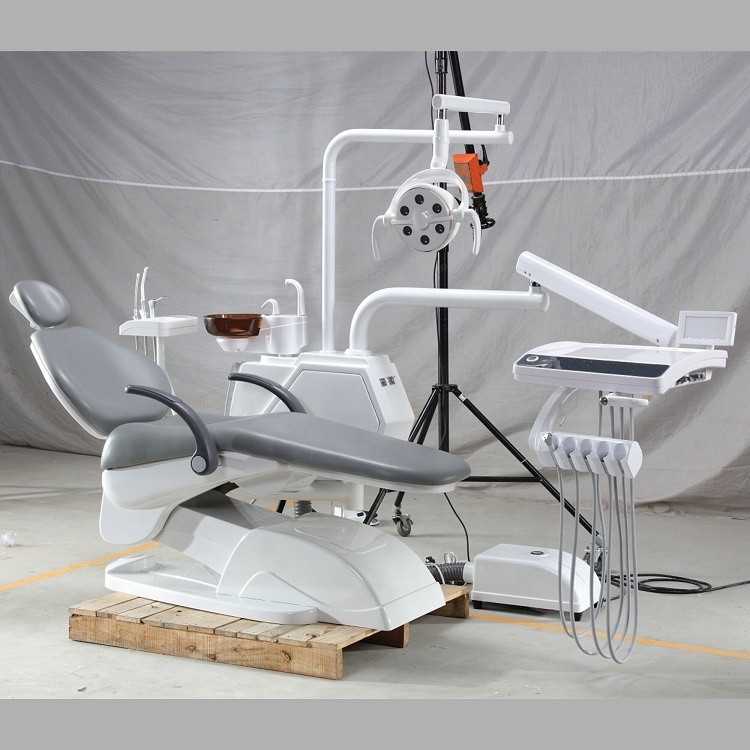 cheap dental chair with 6 LED light,Multifunction foot pedal and Touch button instrument tray control system
