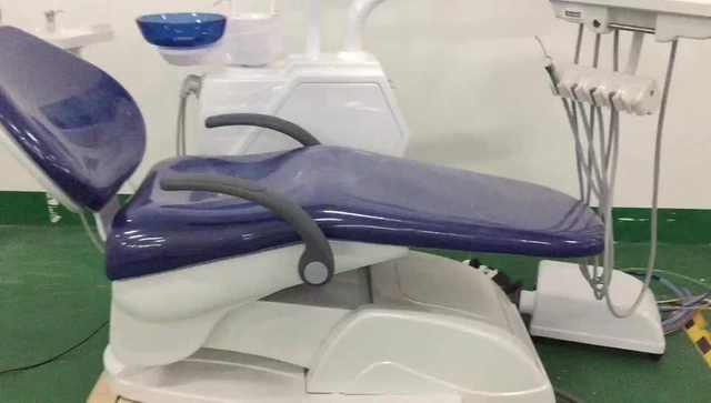 Dental Chair with LED light in cabinet, more convinient for checking machine, high level dental chair with 9 momeries