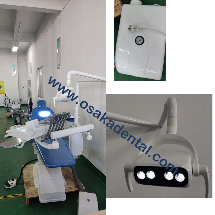 Dental chair with LED lamp with scaler and curing light with Top mounted